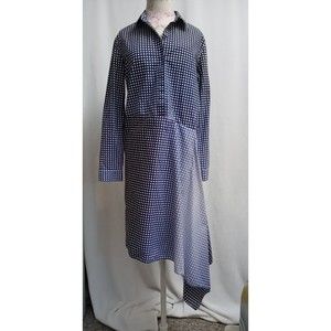 COS Blue Ombre Check Long Sleeve Asymmetrical Dress Shirt Upper Size 6